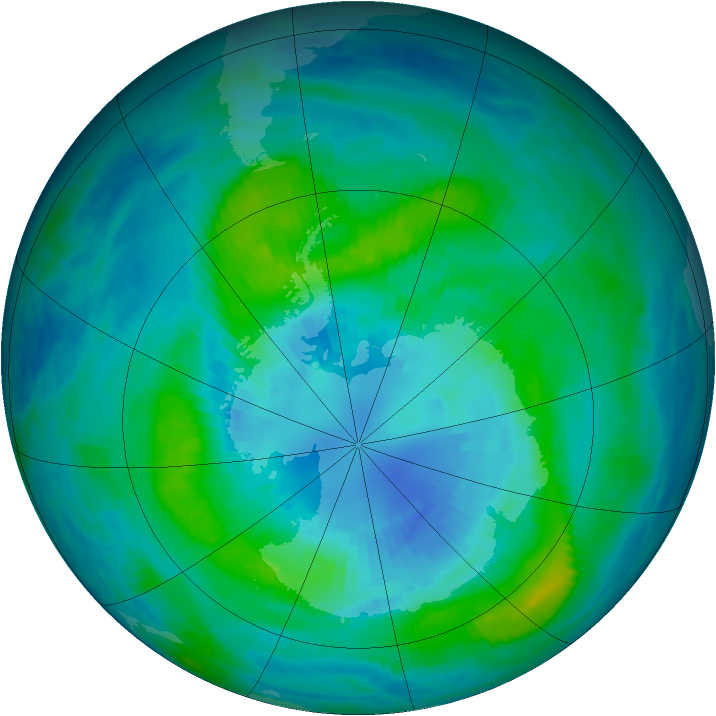 Antarctic ozone map for 31 March 1987